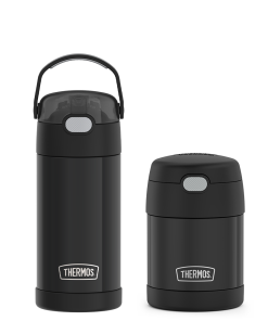 12oz FUNtainer® Water Bottle & 10oz Food Jar Bundle - Matte Black