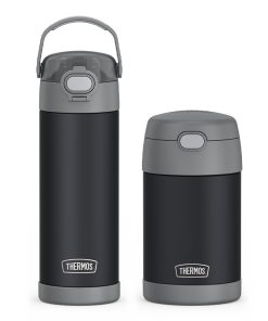 16oz FUNtainer® Water Bottle & Food Jar Bundle - Charcoal
