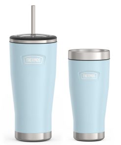 24oz Cold Tumbler with Straw & 16oz Travel Tumbler Bundle - Glacier