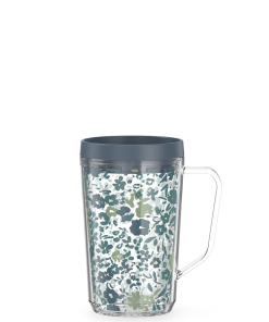 16oz Double Wall Desk Mug Blue Floral