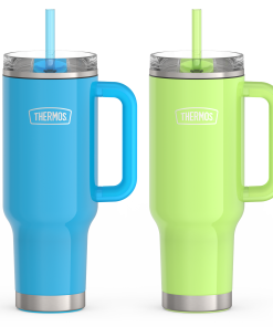 40oz Glossy Cup Holder Mug Bundle - Bright Blue & Lime